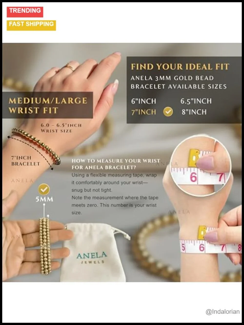 14k Gold Filled 5mm Beaded Stretch Bracelet for Women Stackable Handmade